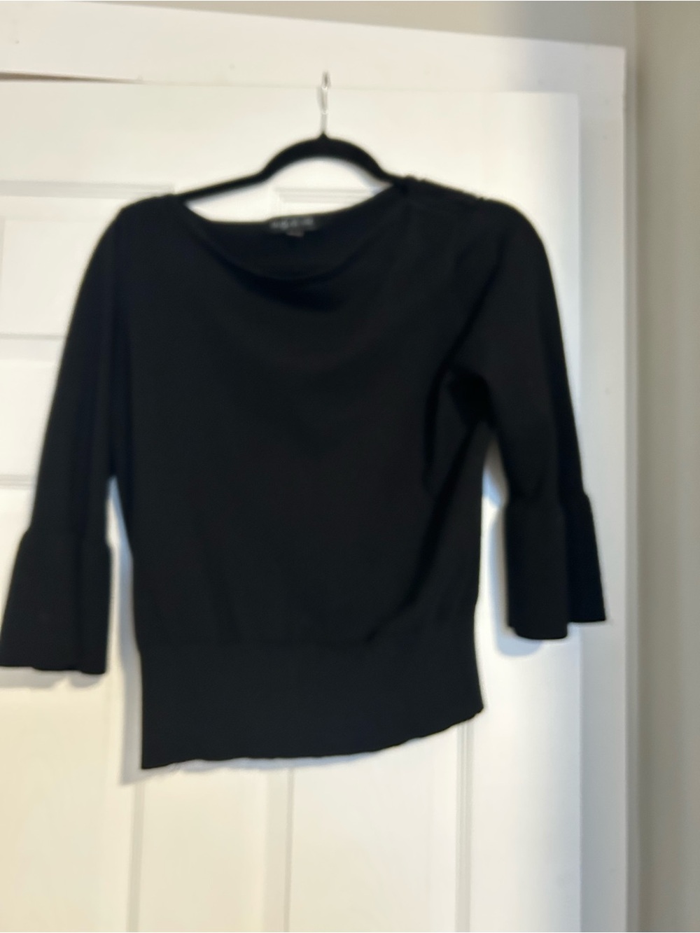 august silk Black Bell Sleeve Knit Top